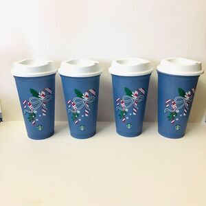 STARBUCKS Color Changing Holiday To Go Cups x 4 New Lids‎ / Sz 16 oz (473 mL)